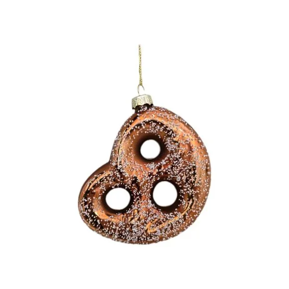 New Brown Glass Salted Pretzel Food Christmas Tree Ornament Decor Funny Gift - Picture 2 of 3